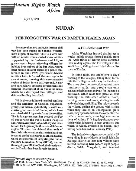 HRW Report on Darfur