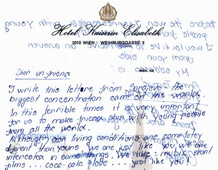 children's war letters from Sarajevo